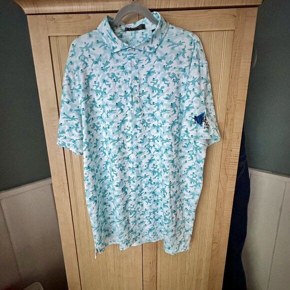New G/Fore Men's Mapped Icon Camo Tech Jersey Golf Polo - Monsoon Size XL *READ* - Picture 7 of 7
